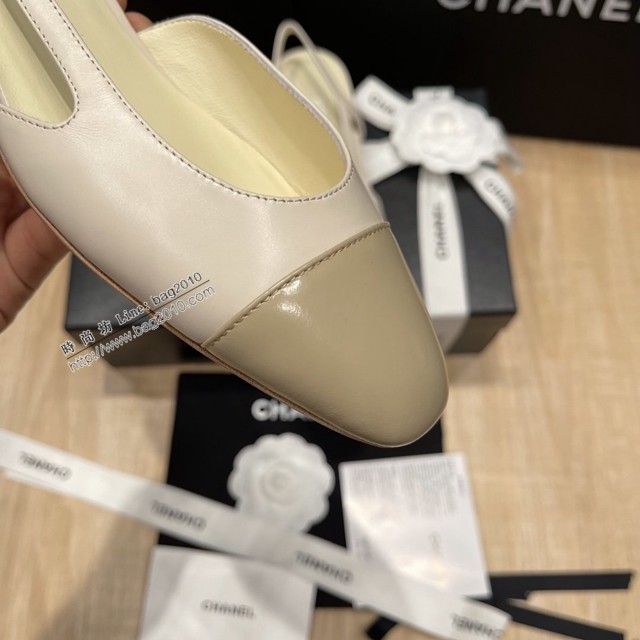 Chanel專櫃經典款女士涼鞋 香奈兒時尚sling back涼鞋平跟鞋6.5cm中跟鞋 dx2563